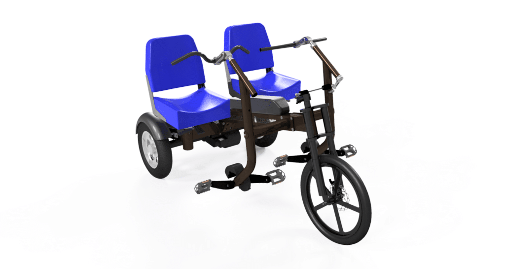 blue tandem bikes