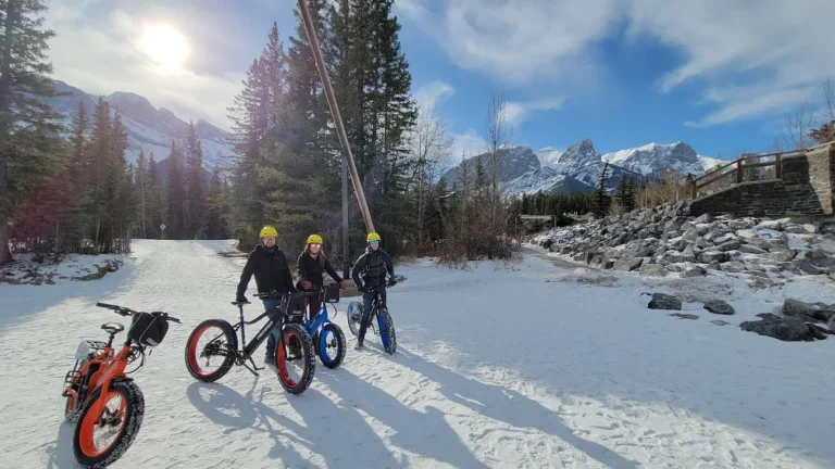 Our winter equipped e-bikes allow you to go the extra distance with ease to experience 360 degrees of stunning beauty in the Rocky Mountains of Alberta.