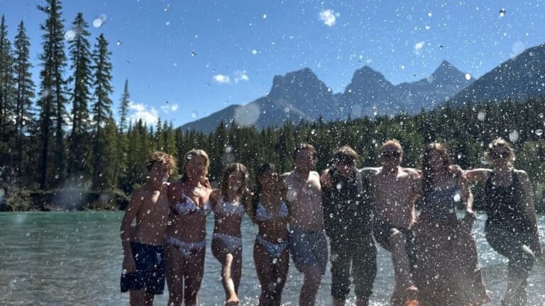 swimming with friends